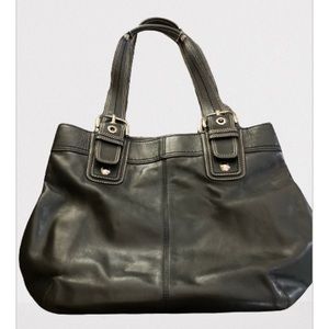 COACH Black Leather Hampton Soho Pleated Shoulder Bag